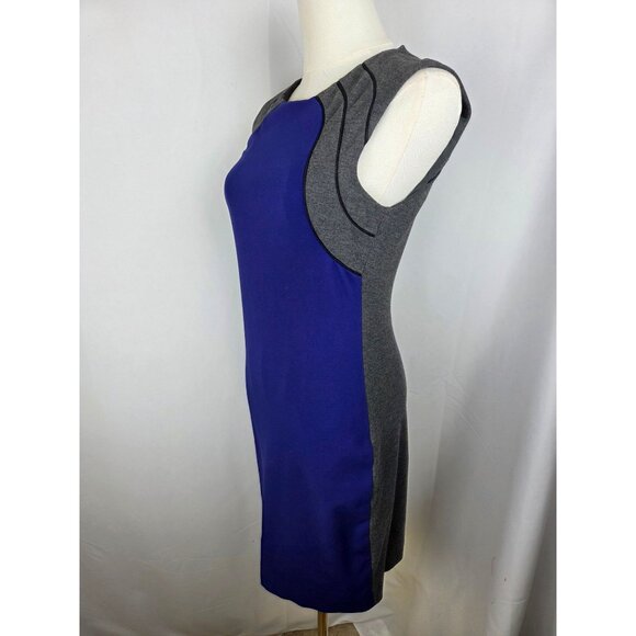 Diane Von Furstenberg Hallie Colorblock Knit Sheath Dress Sz 4 Blue Gray Office - Picture 4 of 12